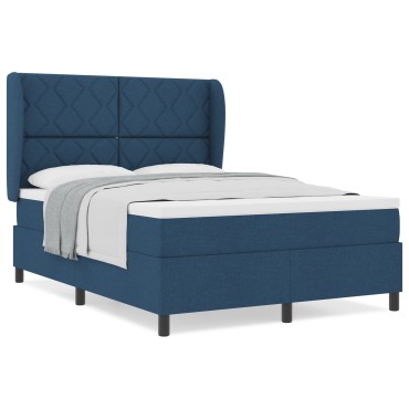 vidaXL Κρεβάτι με Στρώμα Box Spring - Μπλε, 140x190 εκ., Ύφασμα