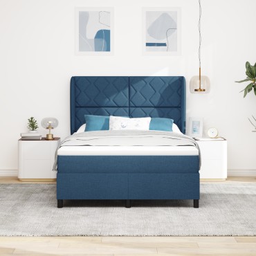 vidaXL Κρεβάτι με Στρώμα Box Spring - Μπλε, 140x190 εκ., Ύφασμα