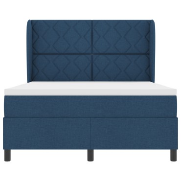 vidaXL Κρεβάτι με Στρώμα Box Spring - Μπλε, 140x190 εκ., Ύφασμα