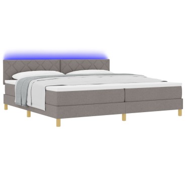 vidaXL Κρεβάτι Box Spring με Στρώμα & LED Ταπέτο 200x200 εκ Υφάσματος