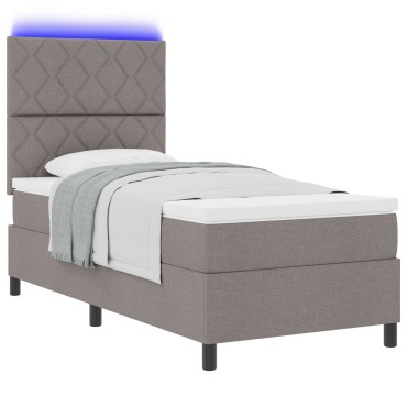 vidaXL Κρεβάτι με Κουβέρτα & LED Ταμπά 100x200 εκ Ύφασμα