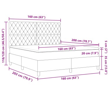 vidaXL Κρεβάτι με Στρώμα & LED Ροζ 160x200 cm Βελούδο