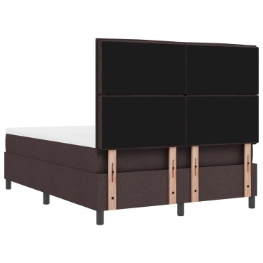 vidaXL Κρεβάτι Box Spring με Στρώμα & Πάγκο Σκούρο Καφέ 140x190 εκ. Ύφασμα