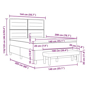 vidaXL Κρεβάτι με Στρώμα & Πάγκο Καφέ 140x200 εκ. Ύφασμα