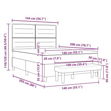 vidaXL Κρεβάτι με Στρώμα & Πάγκο Καφέ 140x200 εκ. Ύφασμα
