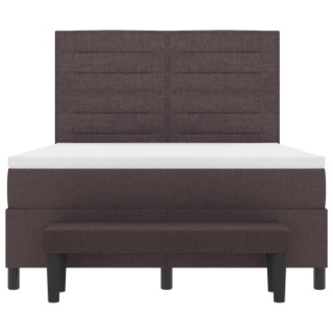 vidaXL Κρεβάτι με Στρώμα & Πάγκο Καφέ 140x200 εκ. Ύφασμα