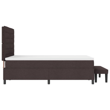 vidaXL Κρεβάτι με Στρώμα & Πάγκο Καφέ 140x200 εκ. Ύφασμα