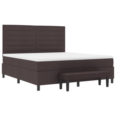 vidaXL Κρεβάτι με στρώμα & παγκάκι σκούρο καφέ 180x200 εκ ύφασμα