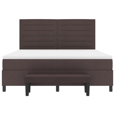 vidaXL Κρεβάτι με στρώμα & παγκάκι σκούρο καφέ 180x200 εκ ύφασμα