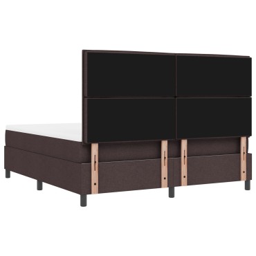 vidaXL Κρεβάτι με στρώμα & παγκάκι σκούρο καφέ 180x200 εκ ύφασμα