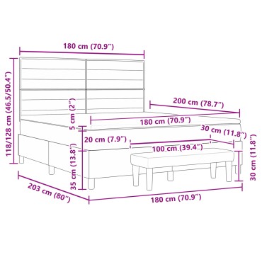 vidaXL Κρεβάτι με Βαθμίδα με Στρώμα & Πάγκο Μπλε 180x200 εκ. Ύφασμα