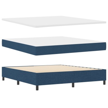 vidaXL Κρεβάτι με Βαθμίδα με Στρώμα & Πάγκο Μπλε 180x200 εκ. Ύφασμα