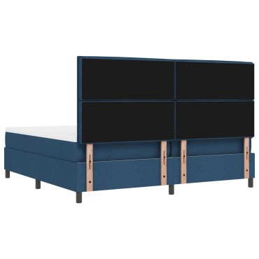 vidaXL Κρεβάτι με βάση και στρώμα & πάγκο μπλε 200x200 εκ. υφασμάτινο