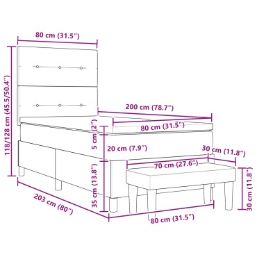 vidaXL Κρεβάτι με Στρώμα και Μπάγκο Κρέμα 80x200 εκ. Ύφασμα