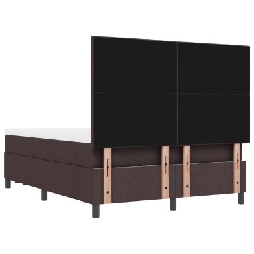 vidaXL Box Spring Bed με Στρώμα & Πάγκο Σκούρο Καφέ 140x190 εκ Ύφασμα