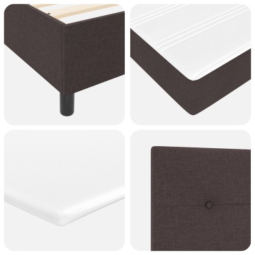 vidaXL Box Spring Bed με Στρώμα & Πάγκο Σκούρο Καφέ 140x190 εκ Ύφασμα