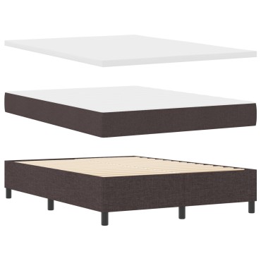vidaXL Box Spring Bed με Στρώμα & Πάγκο Σκούρο Καφέ 140x190 εκ Ύφασμα