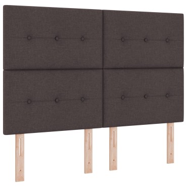 vidaXL Box Spring Bed με Στρώμα & Πάγκο Σκούρο Καφέ 140x190 εκ Ύφασμα