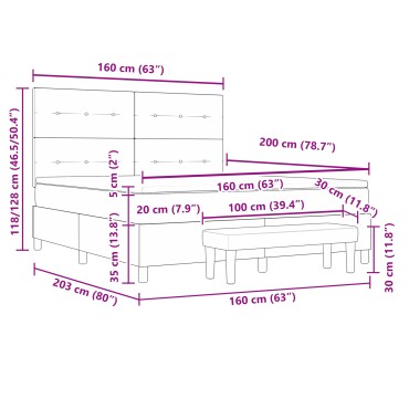 vidaXL Κρεβάτι Με Βαθμό Στήριξης και Στρώμα & Πάγκος Σκούρος Καφέ 160x200 εκ Ύφασμα