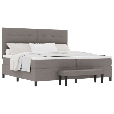 vidaXL Κρεβάτι Box Spring με Στρώμα & Πάγκο Ταουπέ 200 x 200 εκ. Ύφασμα