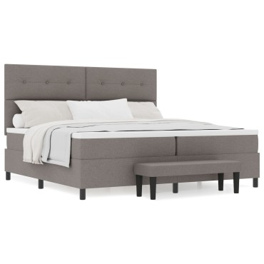 vidaXL Κρεβάτι Box Spring με Στρώμα & Πάγκο Ταουπέ 200 x 200 εκ. Ύφασμα