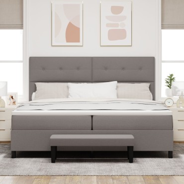 vidaXL Κρεβάτι Box Spring με Στρώμα & Πάγκο Ταουπέ 200 x 200 εκ. Ύφασμα