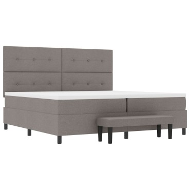 vidaXL Κρεβάτι Box Spring με Στρώμα & Πάγκο Ταουπέ 200 x 200 εκ. Ύφασμα