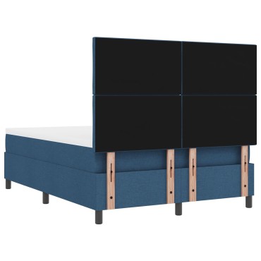 vidaXL Κρεβάτι με Βάση και Στρώμα & Πάγκο Μπλε 140x200 εκ. Ύφασμα