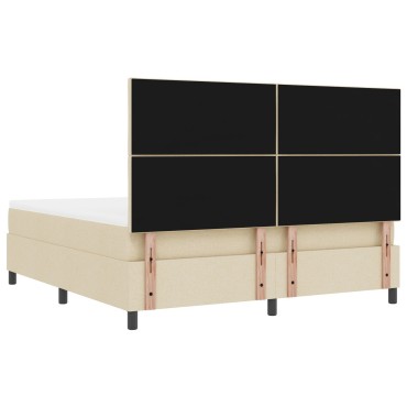 vidaXL Κρεβάτι με Στρώμα & Μπράτσο Κρεμ 180x200 εκ. Ύφασμα