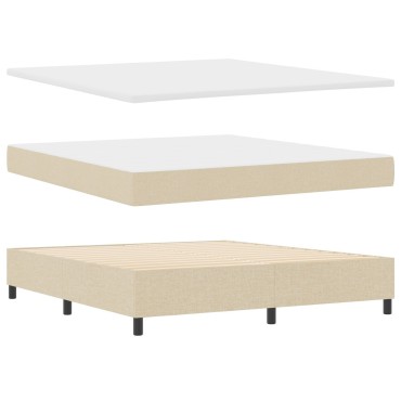 vidaXL Κρεβάτι με Στρώμα & Μπράτσο Κρεμ 180x200 εκ. Ύφασμα