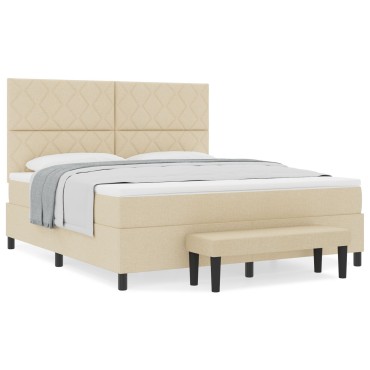 vidaXL Κρεβάτι με Στρώμα & Μπράτσο Κρεμ 180x200 εκ. Ύφασμα