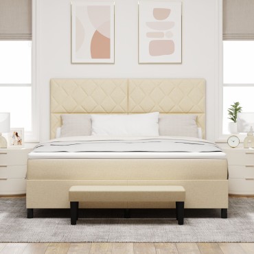 vidaXL Κρεβάτι με Στρώμα & Μπράτσο Κρεμ 180x200 εκ. Ύφασμα