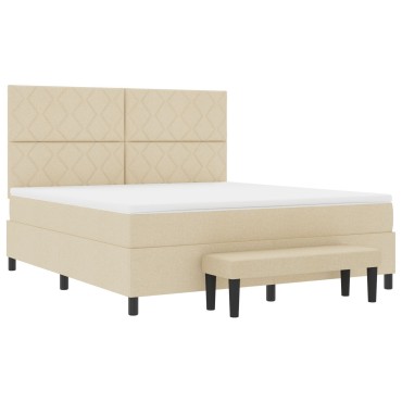 vidaXL Κρεβάτι με Στρώμα & Μπράτσο Κρεμ 180x200 εκ. Ύφασμα