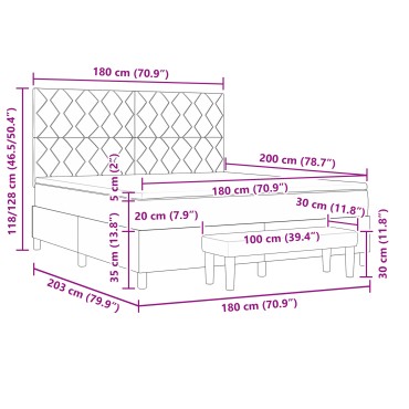 vidaXL Κρεβάτι με Σπαστή Βάση και Στρώμα Μπλε 180x200 εκ Ύφασμα