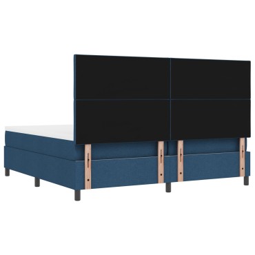vidaXL Κρεβάτι Βάσης με Στρώμα & Πάγκο Μπλε 200x200 εκ Ύφασμα