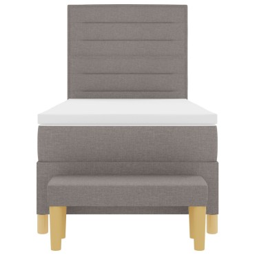 vidaXL Box Spring Κρεβάτι με Στρώμα & Πάγκο Ταύρου 90x190 εκ. Ύφασμα