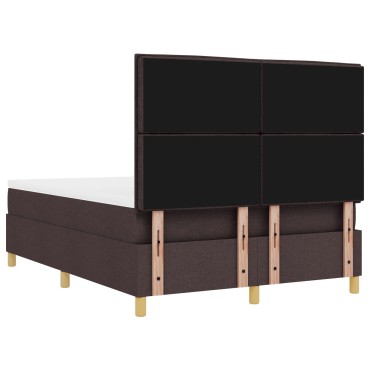 vidaXL Κρεβάτι Box Spring με Στρώμα & Πάγκο Σκούρο Καφέ 160x200 εκ. Ύφασμα