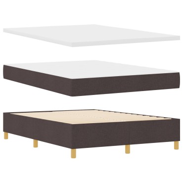 vidaXL Κρεβάτι Box Spring με Στρώμα & Πάγκο Σκούρο Καφέ 160x200 εκ. Ύφασμα