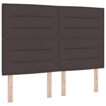 vidaXL Κρεβάτι Box Spring με Στρώμα & Πάγκο Σκούρο Καφέ 160x200 εκ. Ύφασμα