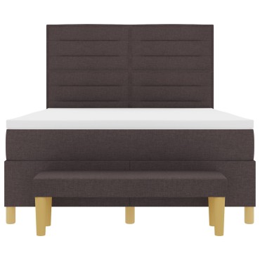 vidaXL Κρεβάτι Box Spring με Στρώμα & Πάγκο Σκούρο Καφέ 160x200 εκ. Ύφασμα