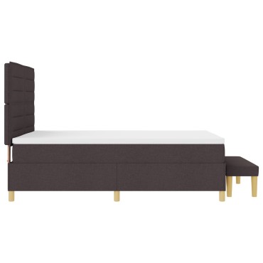 vidaXL Κρεβάτι Box Spring με Στρώμα & Πάγκο Σκούρο Καφέ 160x200 εκ. Ύφασμα