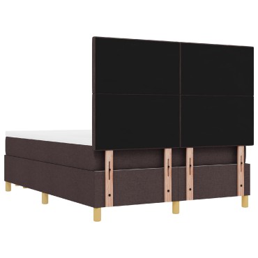 Κρεβάτι Box Spring με Στρώμα & Πάγκο vidaXL Σκούρο Καφέ 140x190 εκ. Υφάσματος
