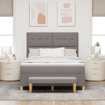 vidaXL Κρεβάτι Box Spring με Στρώμα & Παγκάκι Ταμπά 140x190 εκ Υφασμάτινο