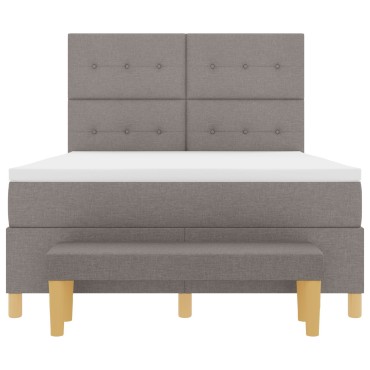 vidaXL Κρεβάτι Box Spring με Στρώμα & Παγκάκι Ταμπά 140x190 εκ Υφασμάτινο