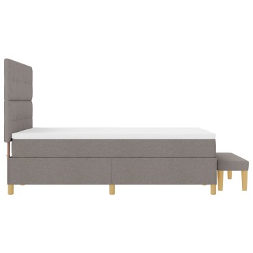 vidaXL Κρεβάτι Box Spring με Στρώμα & Παγκάκι Ταμπά 140x190 εκ Υφασμάτινο