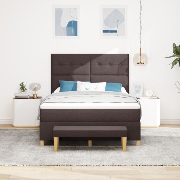 vidaXL Στρώμα με Κρεβάτι & Πάγκο Σκούρο Καφέ 140x200 εκ. Ύφασμα