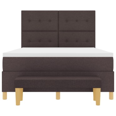 vidaXL Στρώμα με Κρεβάτι & Πάγκο Σκούρο Καφέ 140x200 εκ. Ύφασμα