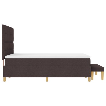 vidaXL Στρώμα με Κρεβάτι & Πάγκο Σκούρο Καφέ 140x200 εκ. Ύφασμα