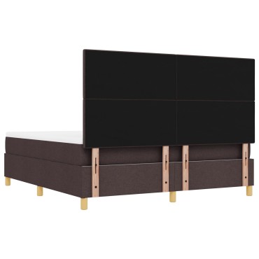vidaXL Κρεβάτι με Στρώμα & Πάγκο Σκούρο Καφέ 180x200 εκ. Υφασμάτινο