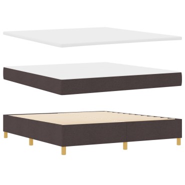 vidaXL Κρεβάτι με Στρώμα & Πάγκο Σκούρο Καφέ 180x200 εκ. Υφασμάτινο